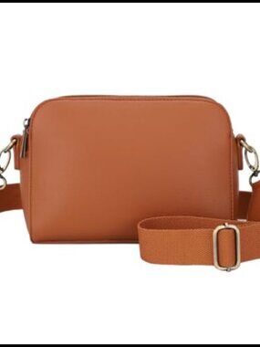 Small Faux Leather Crossbody Bag Triple Zip Lockable Purse